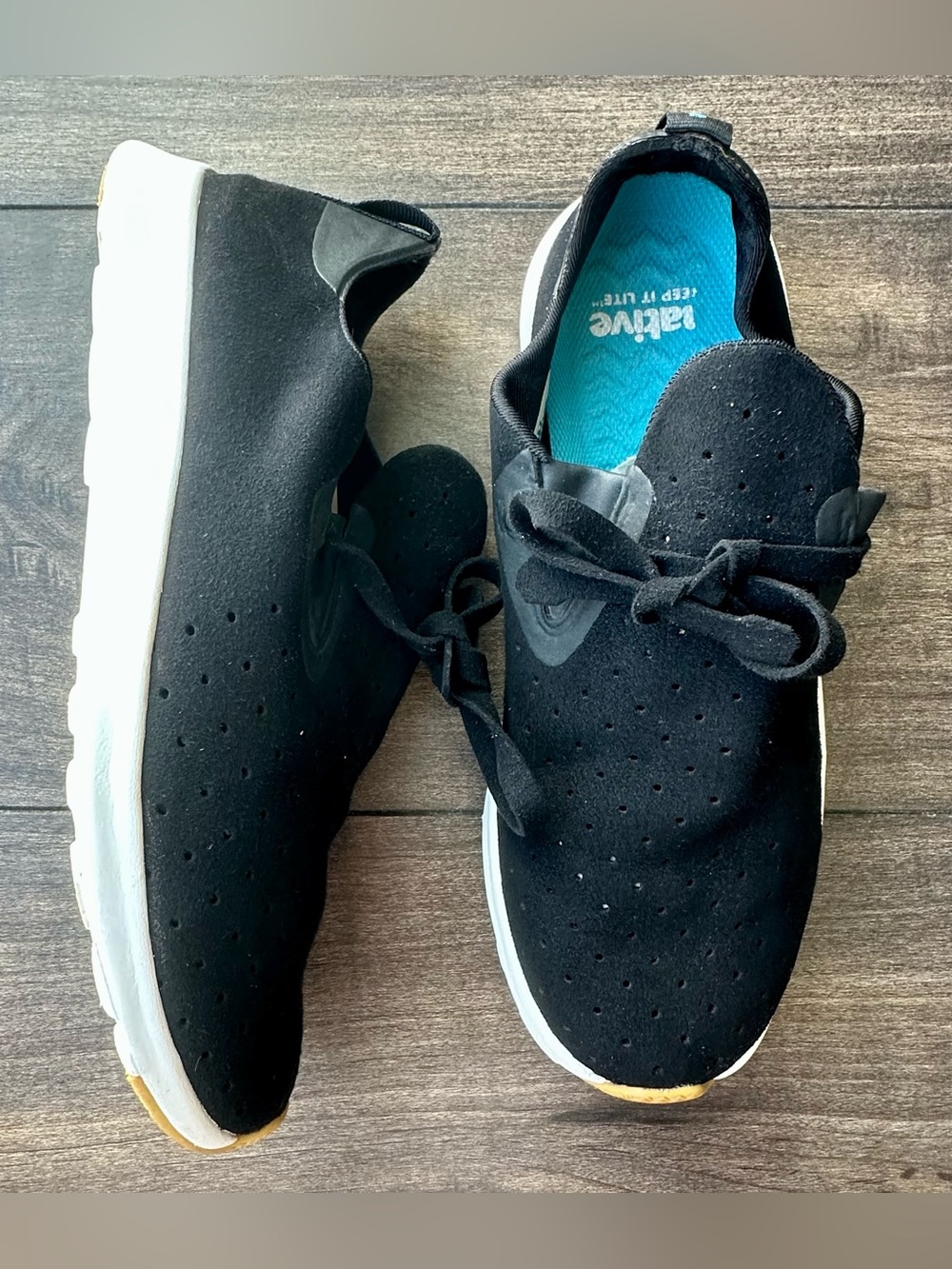 Native Apollo Moc Black Perforated Unisex Slip On Sneakers - Men's 6 / Women's 8